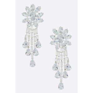 Chandelier Cubic Zirconia Statement Earrings Rhodium